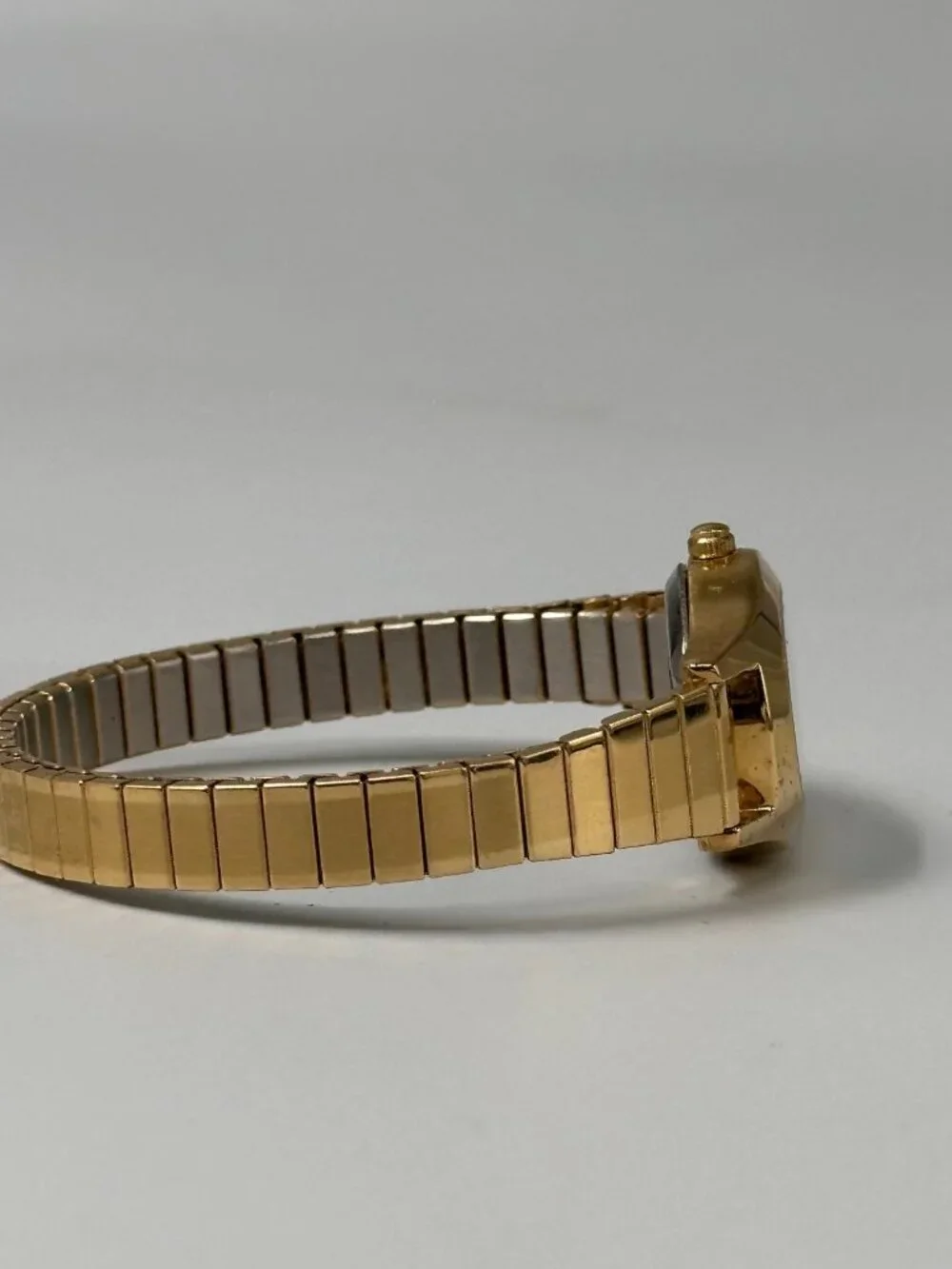 Armitron Watch Women Gold Tone Black Oval Dial Stretch Band New Battery 6